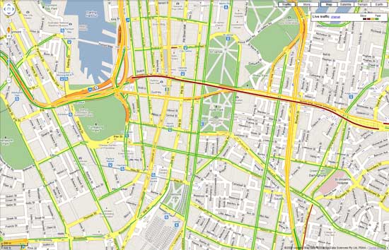 Traffic in Google Maps - Sydney