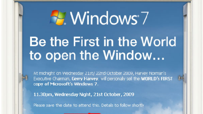 Harvey Norman Plan To Sell The World’s First Copy Of Windows 7