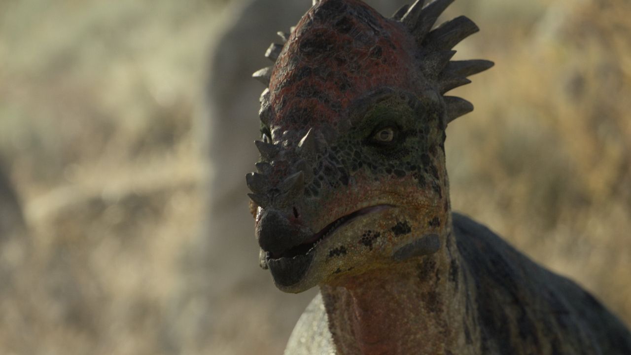 Крупный план пахицефалозавра из последнего сезона «Доисторической планеты».  (Изображение: Apple TV +)